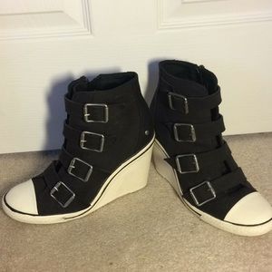 Cute heeled sneaker booties